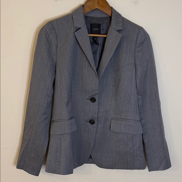 J.Crew Gray 100% Wool Blazer Jacket silky gray lining neutral minimalist SZ 2 - Picture 1 of 9